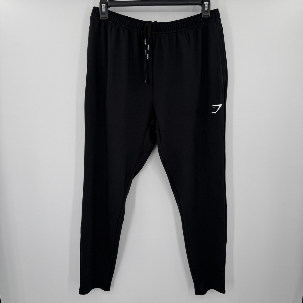 Gymshark Mens Black Tapered Joggers Sweatpants XL Training Gym Workout Logo
